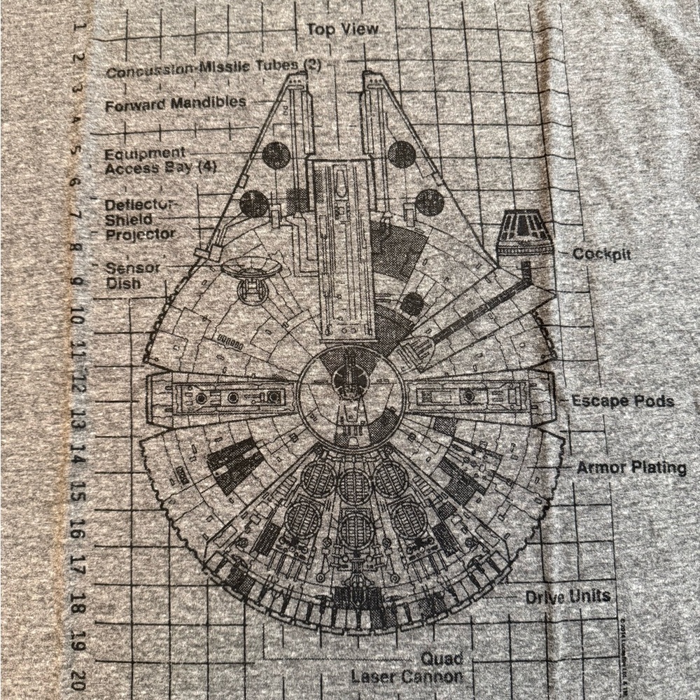 Old Navy Gray Graphic Tee - Millennium Falcon